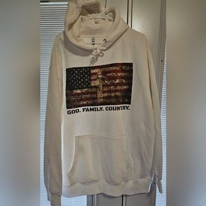 Lane Seven Patriotic Hoodie Distressed American Flag Cross Size XL NWOT